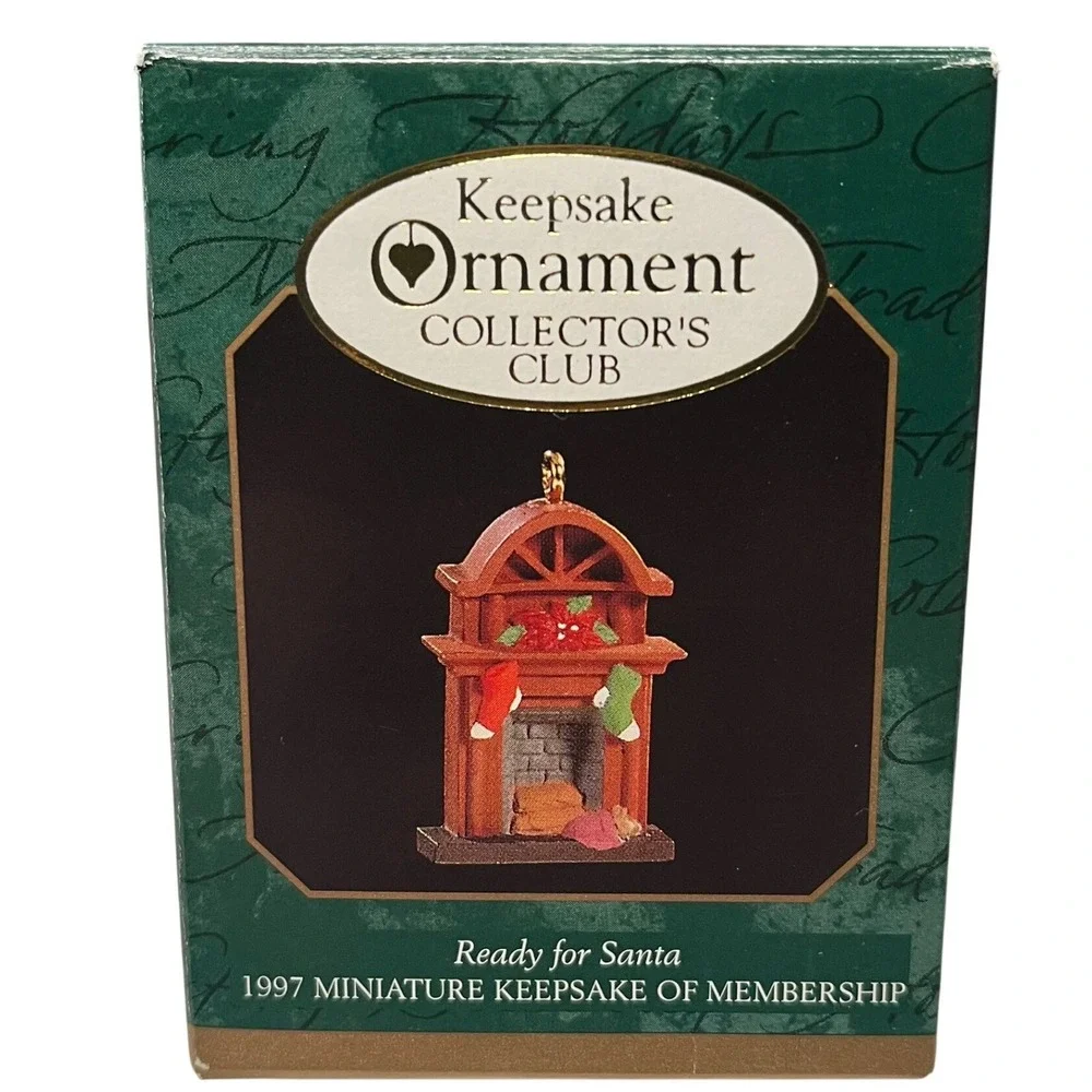 Hallmark Keepsake Ornament Collector's 1997 Miniature‎ Ready for Santa Fireplace